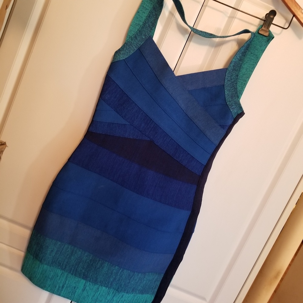 Ombre Navy Turquoise Blue Dress